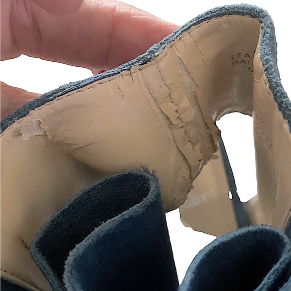 Enzo Angiolini Blue Suede Amarelle Peep Toe Lace Up Platform Heels Size 7 - Picture 5 of 13